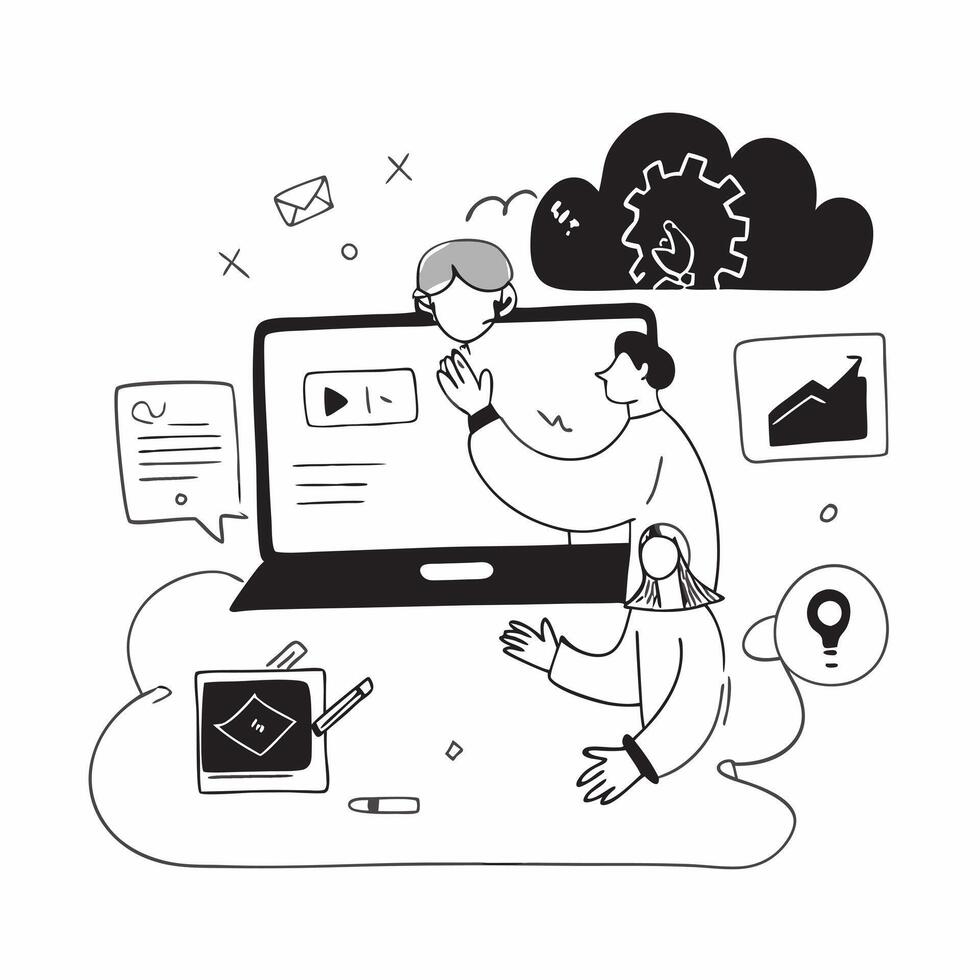 IT professional troubleshooting in a glossy abstract virtual meeting concept as Camera movement Zoom into the screen showing technical troubleshooting with vibrant abstract backgro pure vector