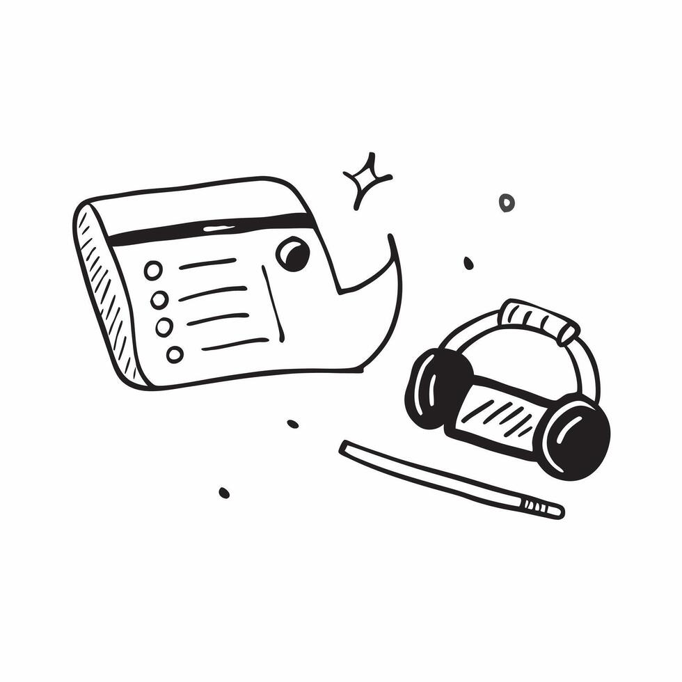 Keyboard and Headset Isolated concept as An isolated image of a keyboard and a headset representing online communication and typing The clean modern design on a whit pure vector
