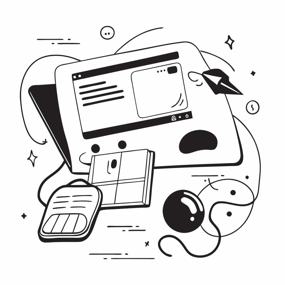 Keyboard and mouse with Remote Work Tools text in a border frame with copy space concept as Camera movement Pan across the keyboard and mouse focusing on the text Scene Clean and pure Set 2 vector