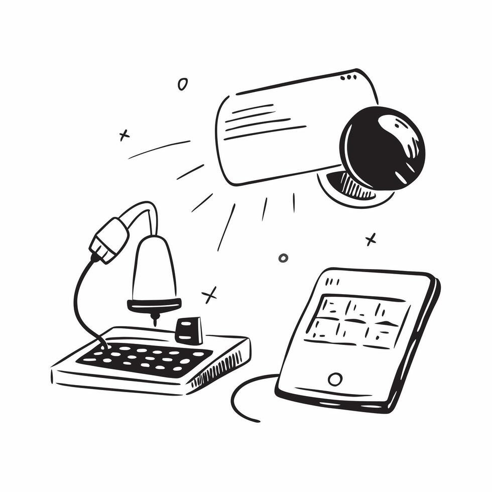 Lamp and Keyboard with Remote Work Text concept as A lamp and keyboard with Remote Work text on a white background emphasizing the need for good lighting and productivity in remote pure vector