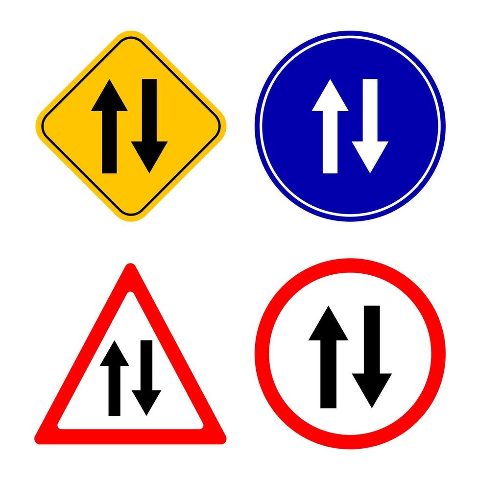 Two way traffic ahead sign. vector