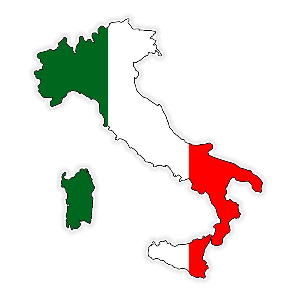 Italy flag map. Isolated on white background. vector