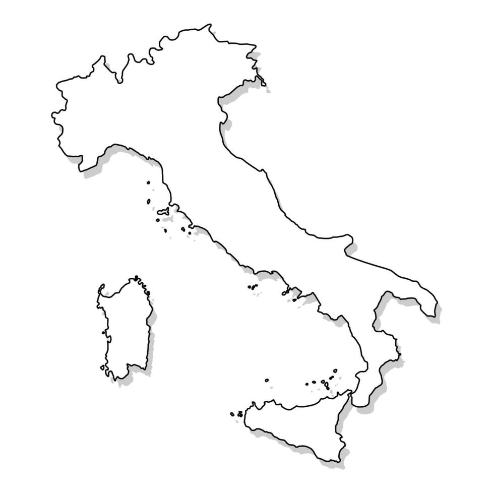 Italy map line. Black and white concept. vector