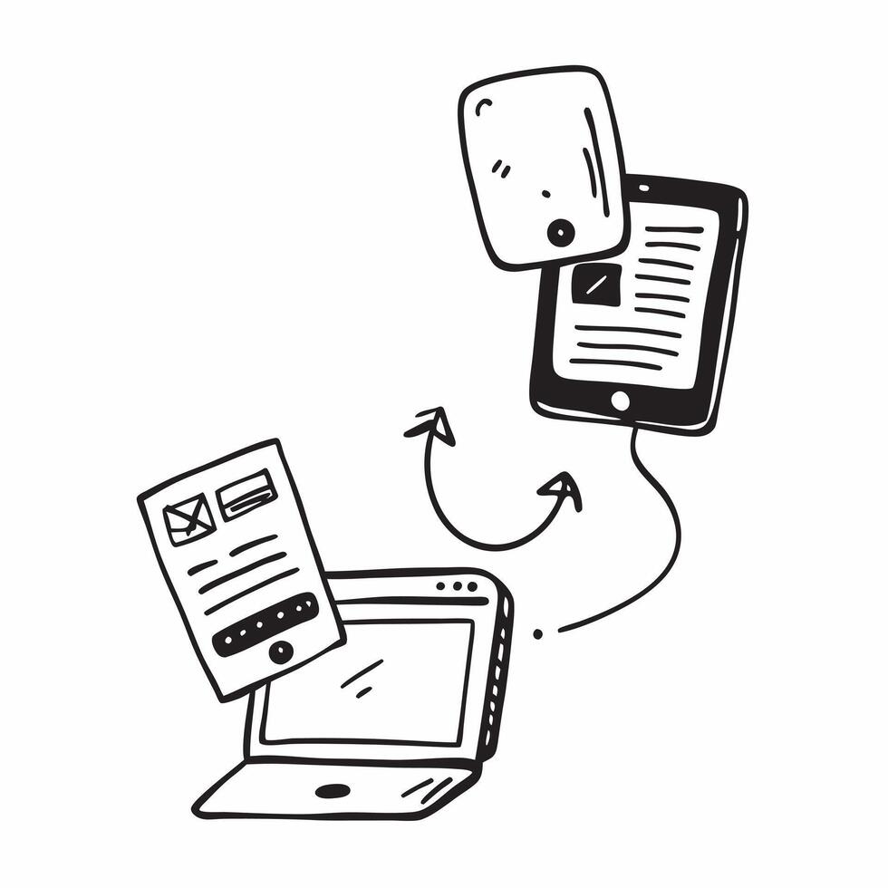 Laptop and Phone with Remote Work Text concept as A laptop and phone with the text Remote Work on a white background symbolizing the tools and connectivity needed for remote work pure Set 3 vector