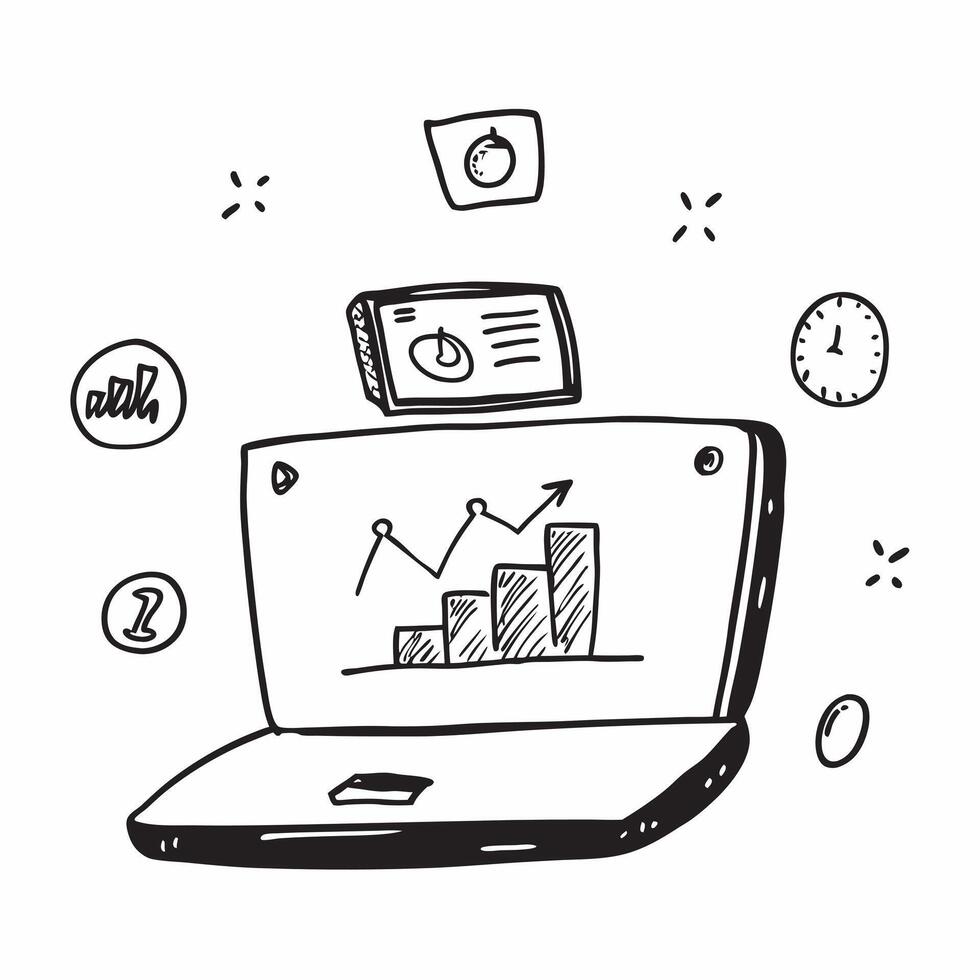 Laptop with Holographic Home Office Icon and Productivity Icon concept as A photo featuring a laptop with a glossy glowing holographic home office icon and productivity icon The o pure Set 3 vector