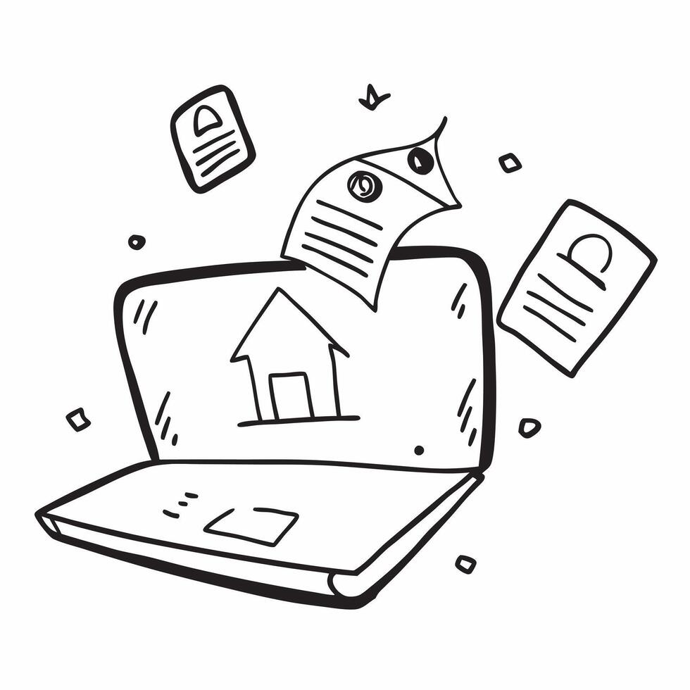 Laptop with Holographic Home Office Icon and Productivity Icon concept as A photo featuring a laptop with a glossy glowing holographic home office icon and productivity icon The o pure Set 11 vector