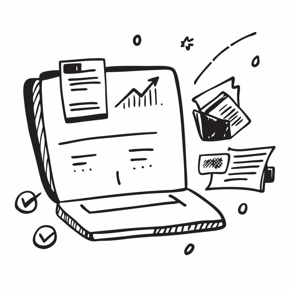 Laptop with Holographic Home Office Icon and Productivity Icon concept as A photo featuring a laptop with a glossy glowing holographic home office icon and productivity icon The o pure Set 20 vector