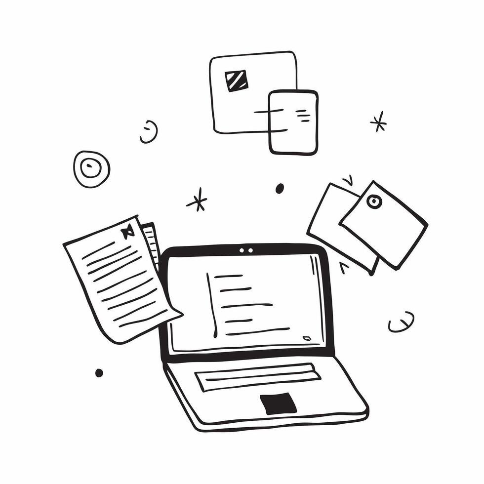 Laptop with Holographic Home Office Icon and Productivity Icon concept as A photo featuring a laptop with a glossy glowing holographic home office icon and productivity icon The o pure Set 18 vector