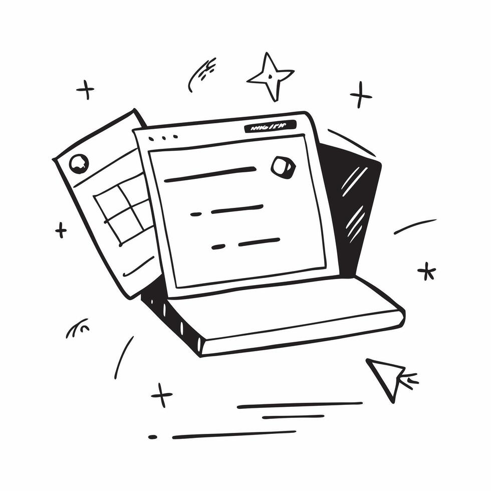 Laptop with Holographic Home Office Icon and Productivity Icon concept as A photo featuring a laptop with a glossy glowing holographic home office icon and productivity icon The o pure Set 22 vector