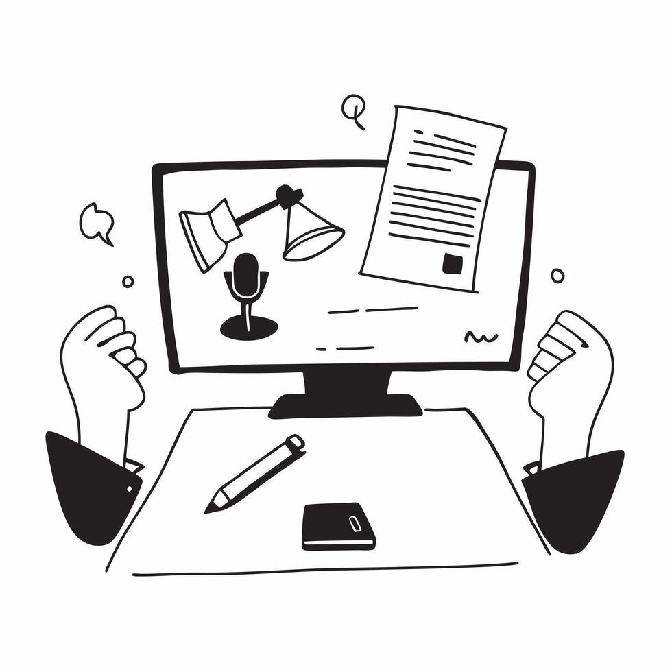 Lawyer consulting in a glossy virtual meeting concept as Camera movement Pan across the lawyer screen showing legal documents with a glossy polished interface Scene A professional pure vector