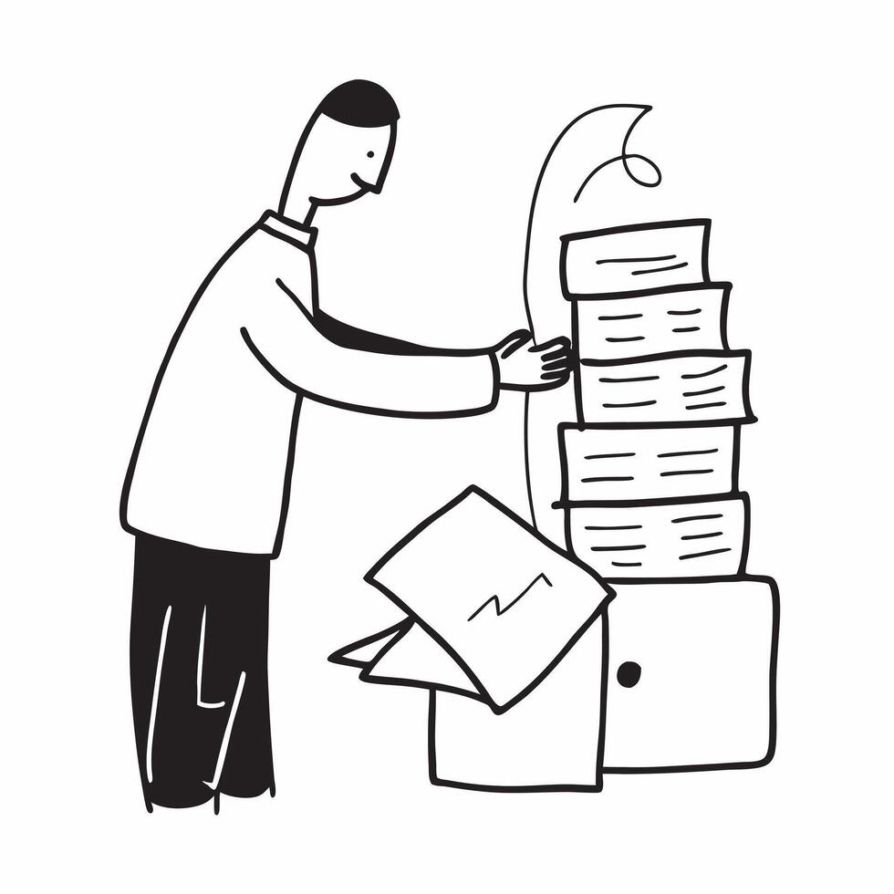 Manager candidly organizing files in a cluttered office concept as A candid shot of a manager organizing files in a cluttered office The camera captures the managers methodical ap pure vector