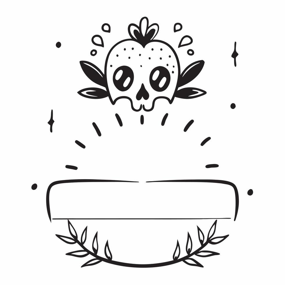 Marigold Petal and Sugar Skull Border with Copy Space concept as A border frame featuring a marigold petal on the top and a sugar skull on the bottom with generous space in between pure vector