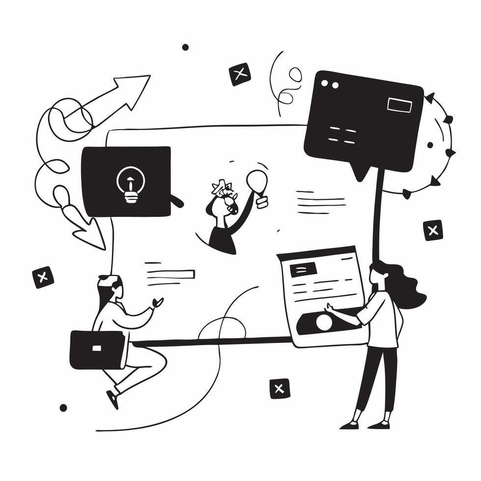 Marketing team brainstorming in a glossy flexible workspace concept as Camera movement Zoom into the team digital whiteboard during a brainstorming session Scene A collaborative a pure Set 3 vector