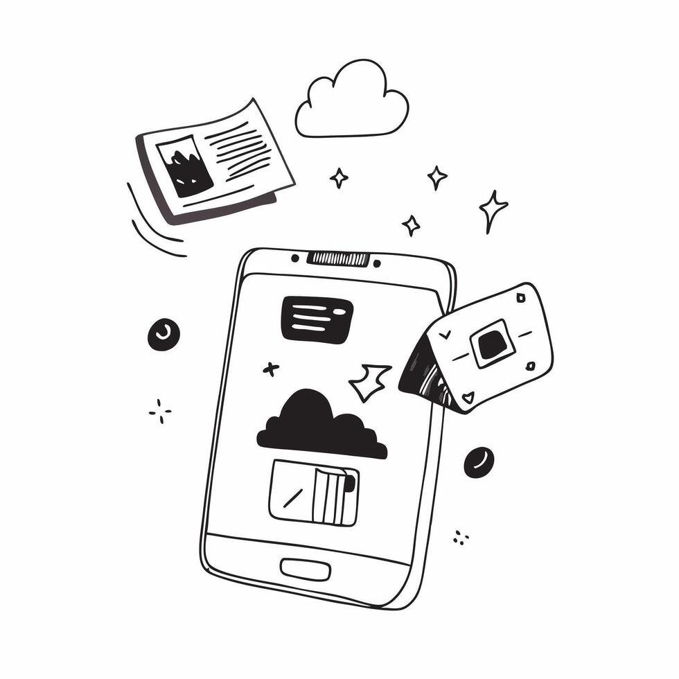 Mobile Phone with Holographic Home Office Icon and Connectivity Icon concept as A photo depicting a mobile phone with a glossy glowing holographic home office icon and connectivity pure Set 23 vector