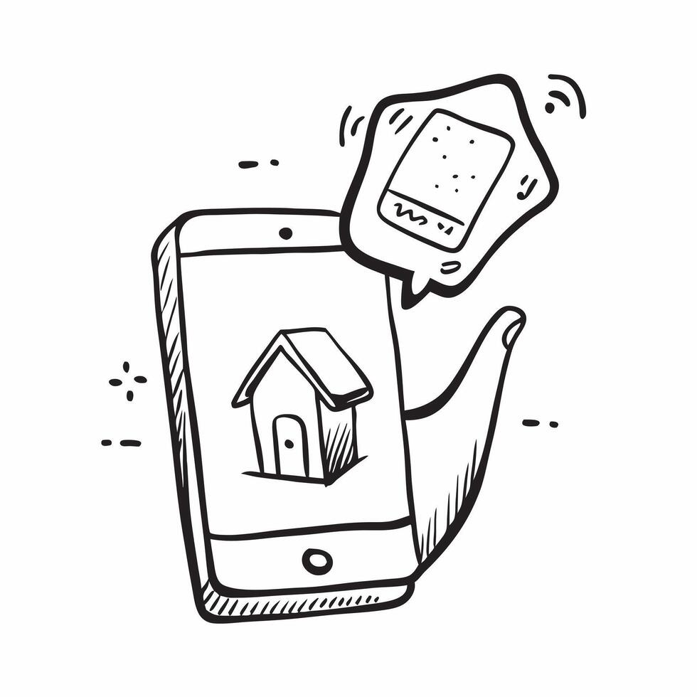 Mobile Phone with Holographic Home Office Icon and Connectivity Icon concept as A photo depicting a mobile phone with a glossy glowing holographic home office icon and connectivity pure Set 24 vector