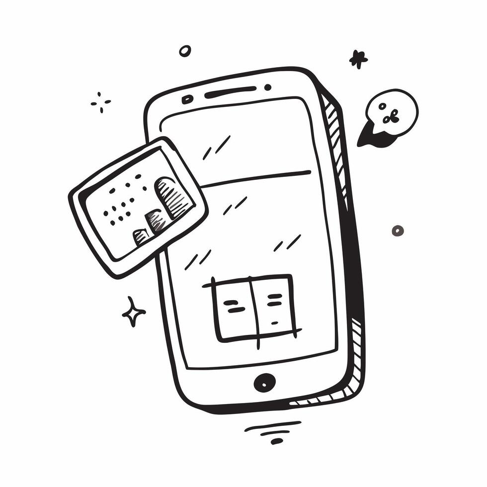 Mobile Phone with Holographic Home Office Icon and Connectivity Icon concept as A photo depicting a mobile phone with a glossy glowing holographic home office icon and connectivity pure Set 4 vector