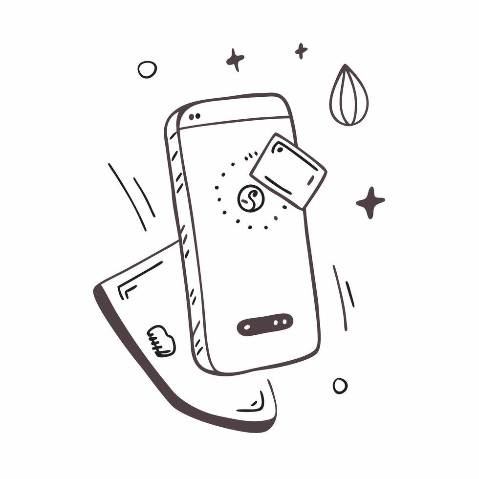 Mobile Phone with Holographic Home Office Icon and Connectivity Icon concept as A photo depicting a mobile phone with a glossy glowing holographic home office icon and connectivity pure Set 6 vector