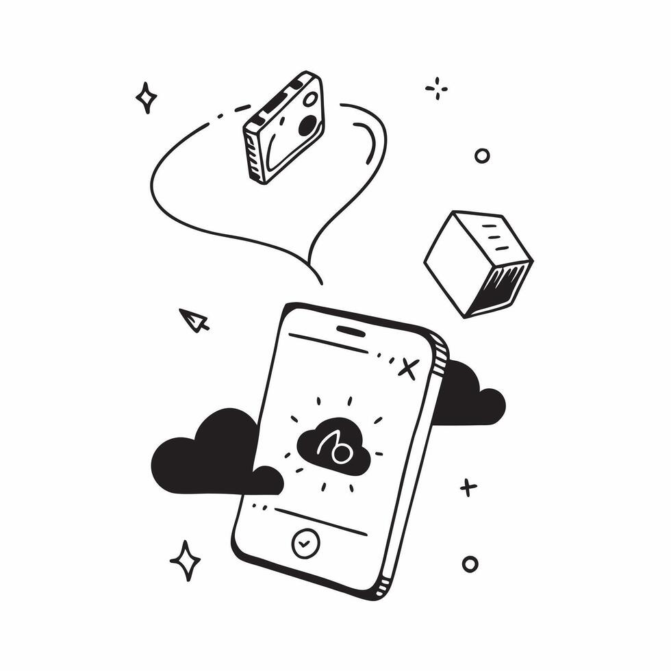 Mobile Phone with Holographic Home Office Icon and Connectivity Icon concept as A photo depicting a mobile phone with a glossy glowing holographic home office icon and connectivity pure Set 11 vector