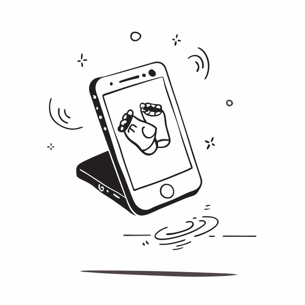 Mobile phone with holographic Lakshmi feet and Dhanteras text isolated on white background concept as Camera movement Pan across the mobile phone screen displaying holographic Laks pure vector