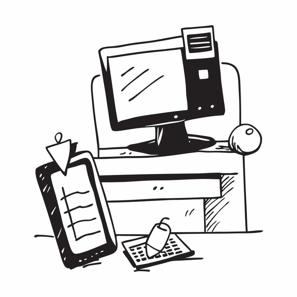 Monitor and Desk Organizer Isolated concept as A image featuring a monitor and a desk organizer isolated on a white background Great for depicting an efficient and organize pure Set 8 vector