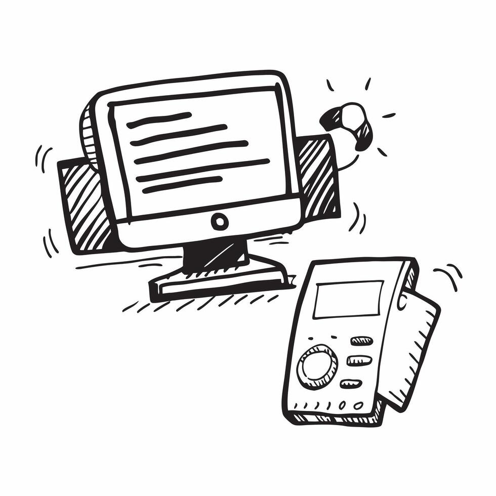 Monitor and Keyboard with Remote Work Text concept as A monitor and keyboard with Remote Work text on a white background symbolizing the central tools for remote work Camera captu pure vector