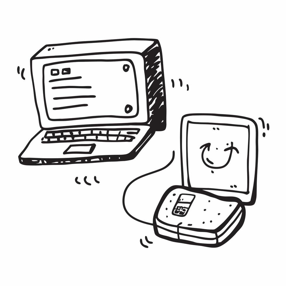 Monitor and Notebook with Remote Work Text concept as A monitor and notebook with Remote Work text on a white background symbolizing the central tools for remote work Camera captu pure vector