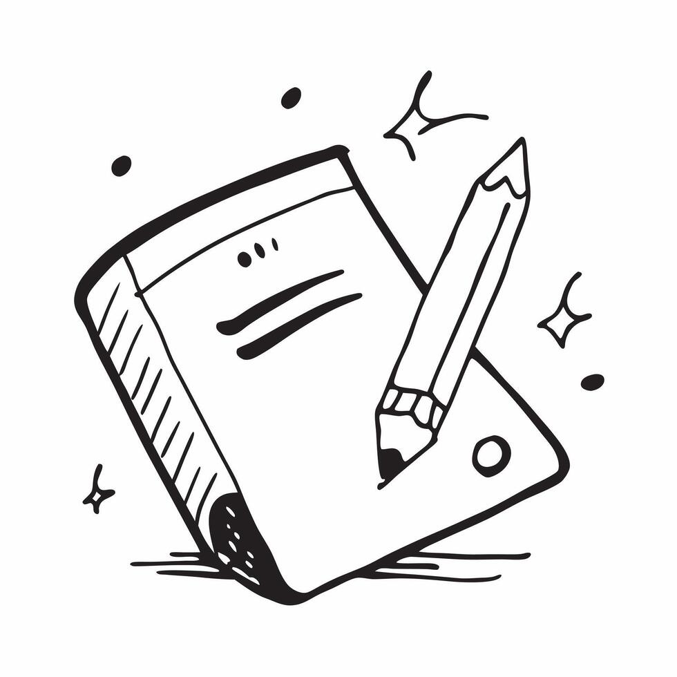 Notebook and Pencil Isolated concept as A minimalist isolated of a notebook and pencil symbolizing traditional note taking in an online education environment The cle pure vector