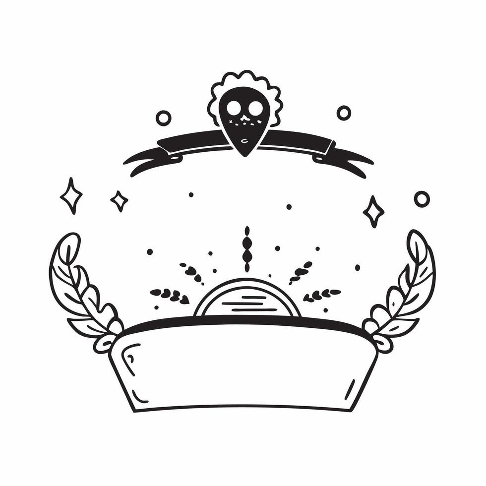 Ofrenda and Papel Picado Border with Copy Space concept as A border frame with an ofrenda on the top and papel picado on the bottom leaving the middle open for text or other conten pure vector