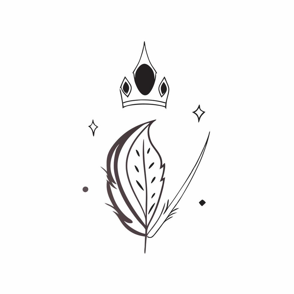 Peacock Feather and Crown concept as illustration of a peacock feather alongside a crown isolated on a white background symbolizing beauty and royalty in the Dussehra festiv pure vector