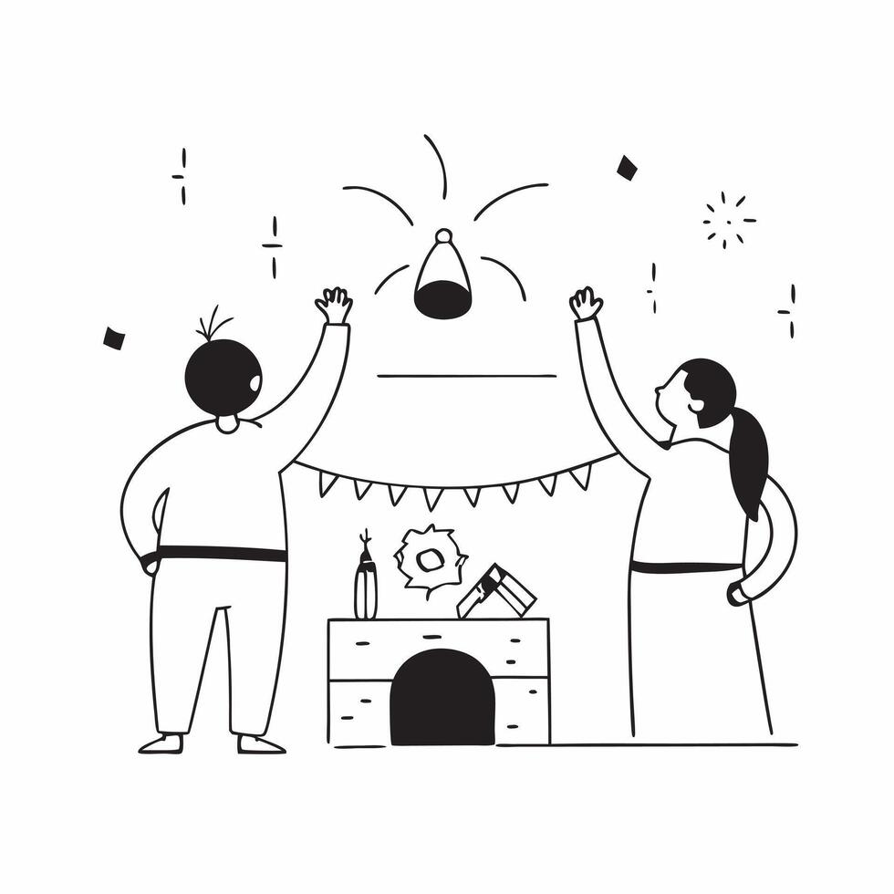 People decorating homes with Diwali lights and glossy effects concept as Camera movement Pan across the decorations and happy faces Scene Glossy illuminated background with vibran pure vector