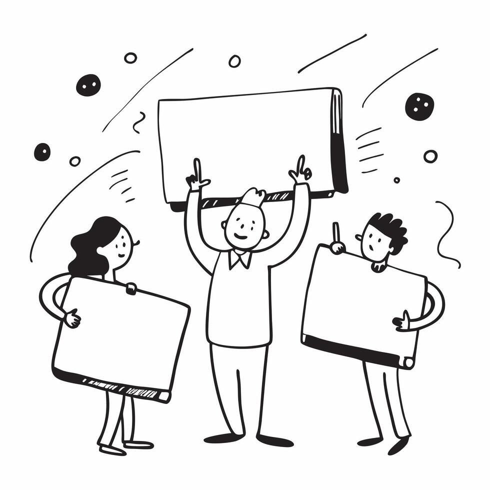 People with Enchanted Whiteboards and Smiling Faces concept as A group of people using enchanted whiteboards with smiling faces set against a dreamy background offering ample space pure vector