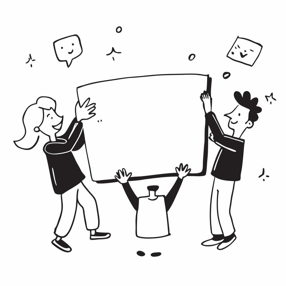 People with Enchanted Whiteboards and Smiling Faces concept as A group of people using enchanted whiteboards with smiling faces set against a dreamy background offering ample space pure Set 6 vector