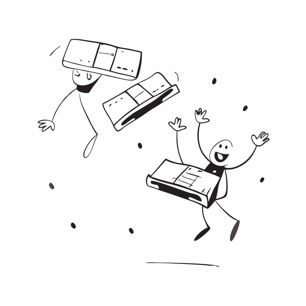 People with Floating Keyboards and Joyful Faces concept as A group of people using floating keyboards with joyful faces set against a dreamy background offering ample space for tex pure Set 2 vector