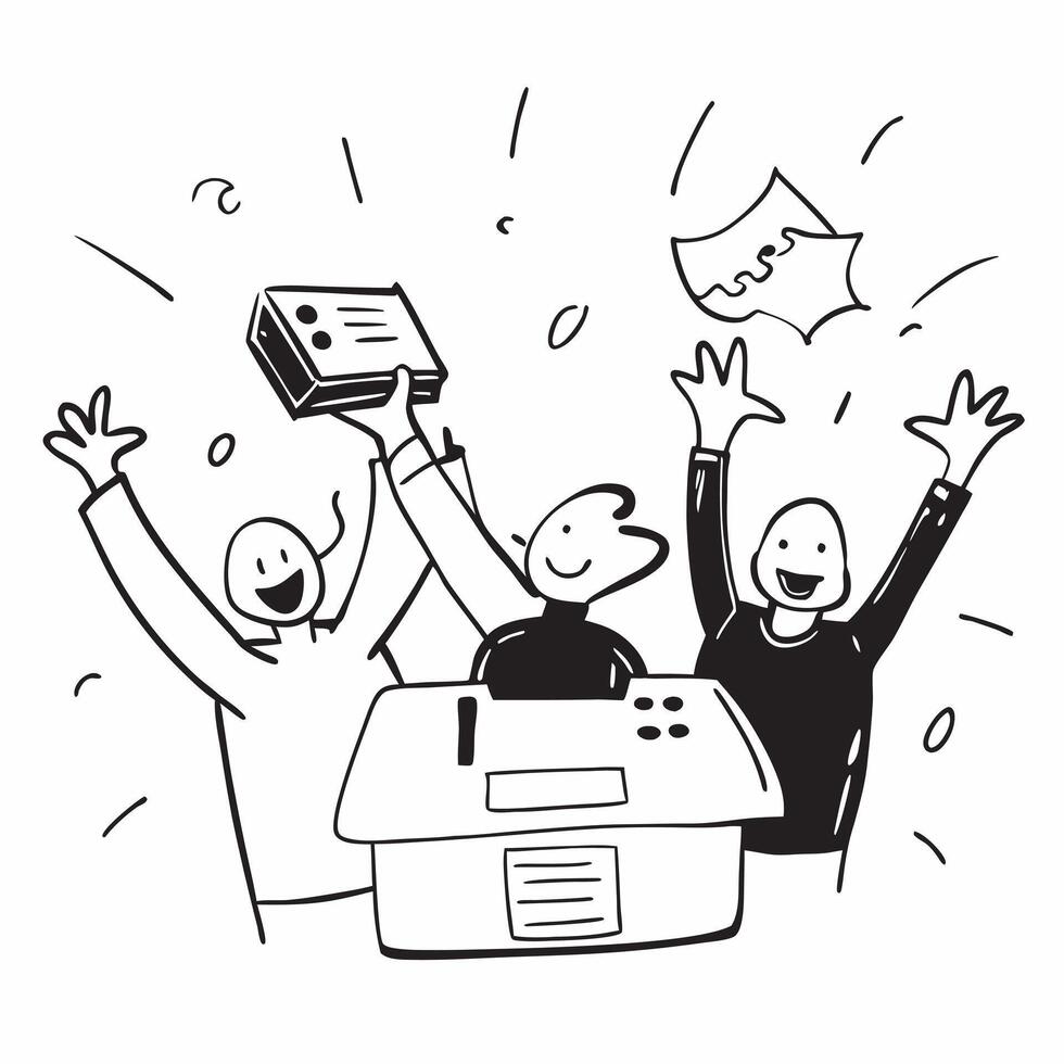 People with Glowing Cash Registers and Cheerful Expressions concept as A group of people with glowing cash registers and cheerful expressions set against a whimsical background off pure vector