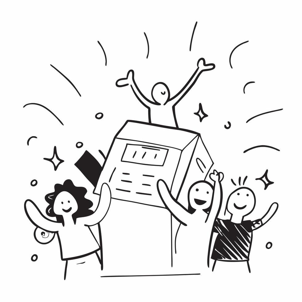 People with Glowing Cash Registers and Cheerful Expressions concept as A group of people with glowing cash registers and cheerful expressions set against a whimsical background off pure Set 3 vector