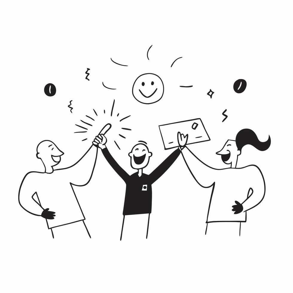 People with Glowing Collaboration Tools and Happy Smiles concept as A group of people using glowing collaboration tools with happy smiles set against a whimsical background offerin pure Set 2 vector