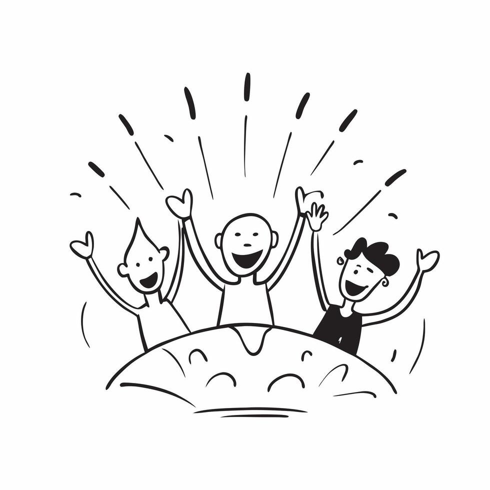 People with Glowing Community and Joyful Expressions concept as A group of people in a glowing community with joyful expressions set against a fantastical background offering ample pure vector
