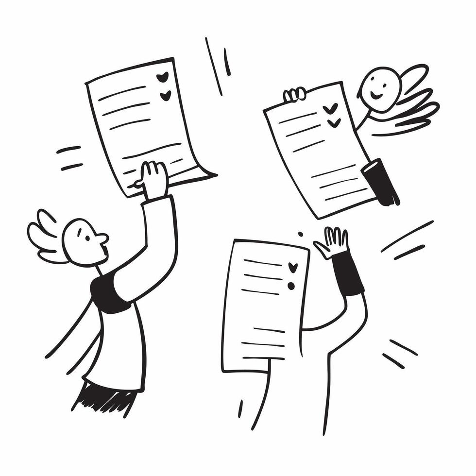 People with Glowing Employment Applications and Joyful Expressions concept as A group of people holding glowing employment applications with joyful expressions set against a fantas pure Set 2 vector