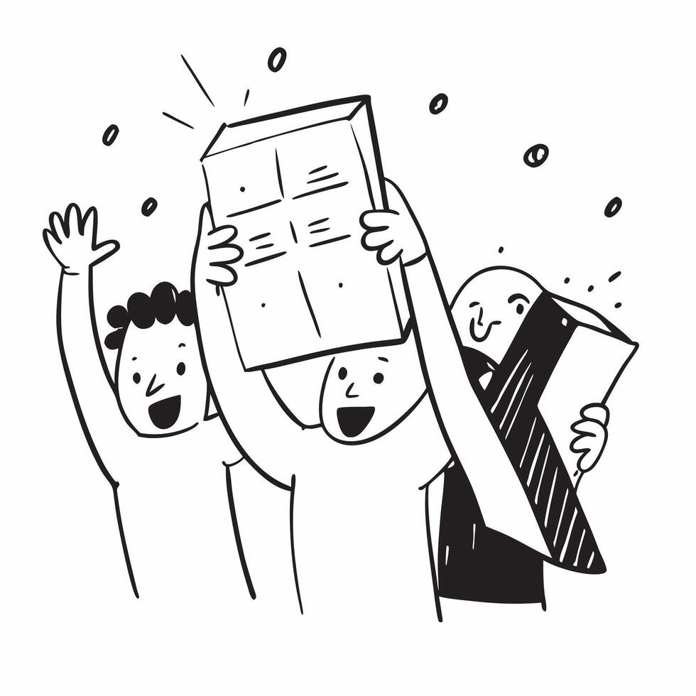 People with Glowing Inventory Lists and Joyful Expressions concept as A group of people holding glowing inventory lists with joyful expressions set against a dreamy background offe pure Set 3 vector
