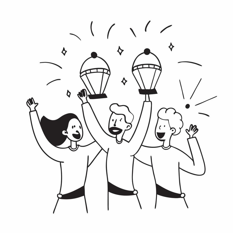People with Glowing Lanterns and Joyful Expressions concept as A group of people holding glowing lanterns with joyful expressions set against a fantastical background offering ampl pure Set 3 vector