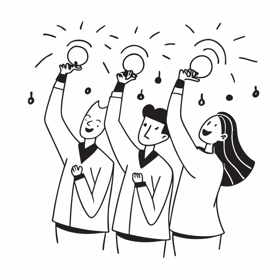 People with Glowing Lanterns and Joyful Expressions concept as A group of people holding glowing lanterns with joyful expressions set against a fantastical background offering ampl pure vector