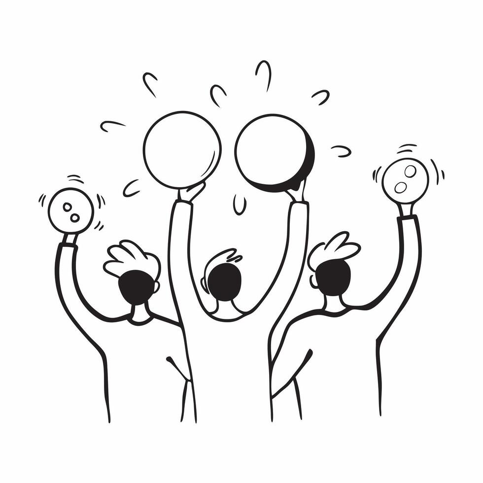 People with Glowing Orbs and Joyful Expressions concept as A group of people holding glowing orbs with joyful expressions set against a fantastical background offering ample space pure Set 2 vector