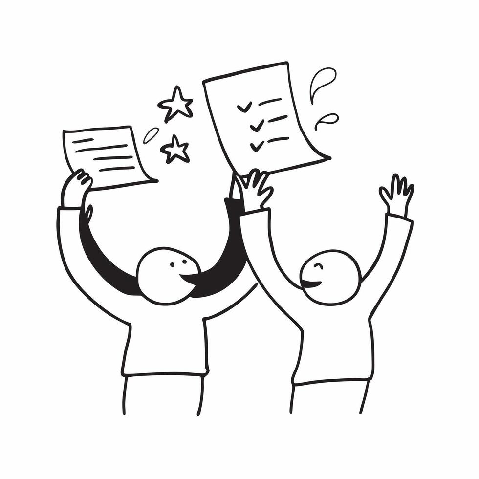 People with Glowing Review Notes and Joyful Expressions concept as A group of people holding glowing review notes with joyful expressions set against a fantastical background offer pure Set 2 vector