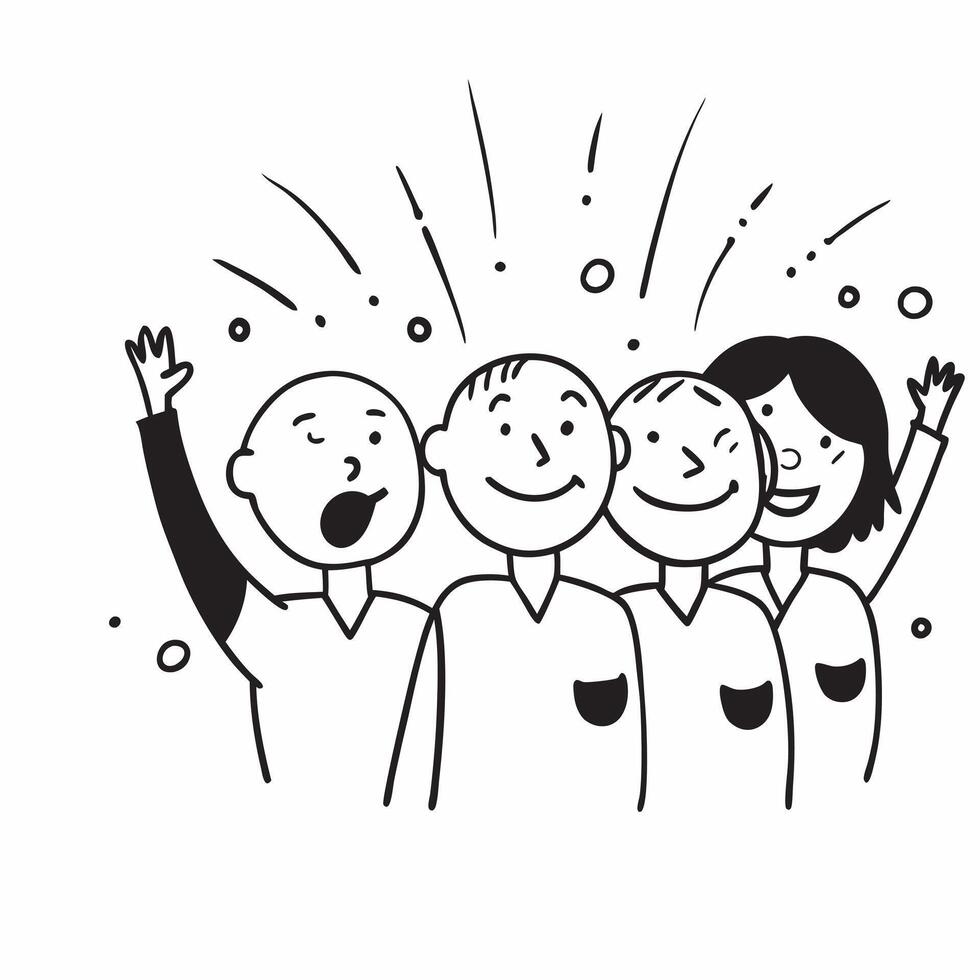 People with Glowing Smiles and Joyful Expressions concept as A group of people with glowing smiles and joyful expressions set against a fantastical background offering ample space pure vector