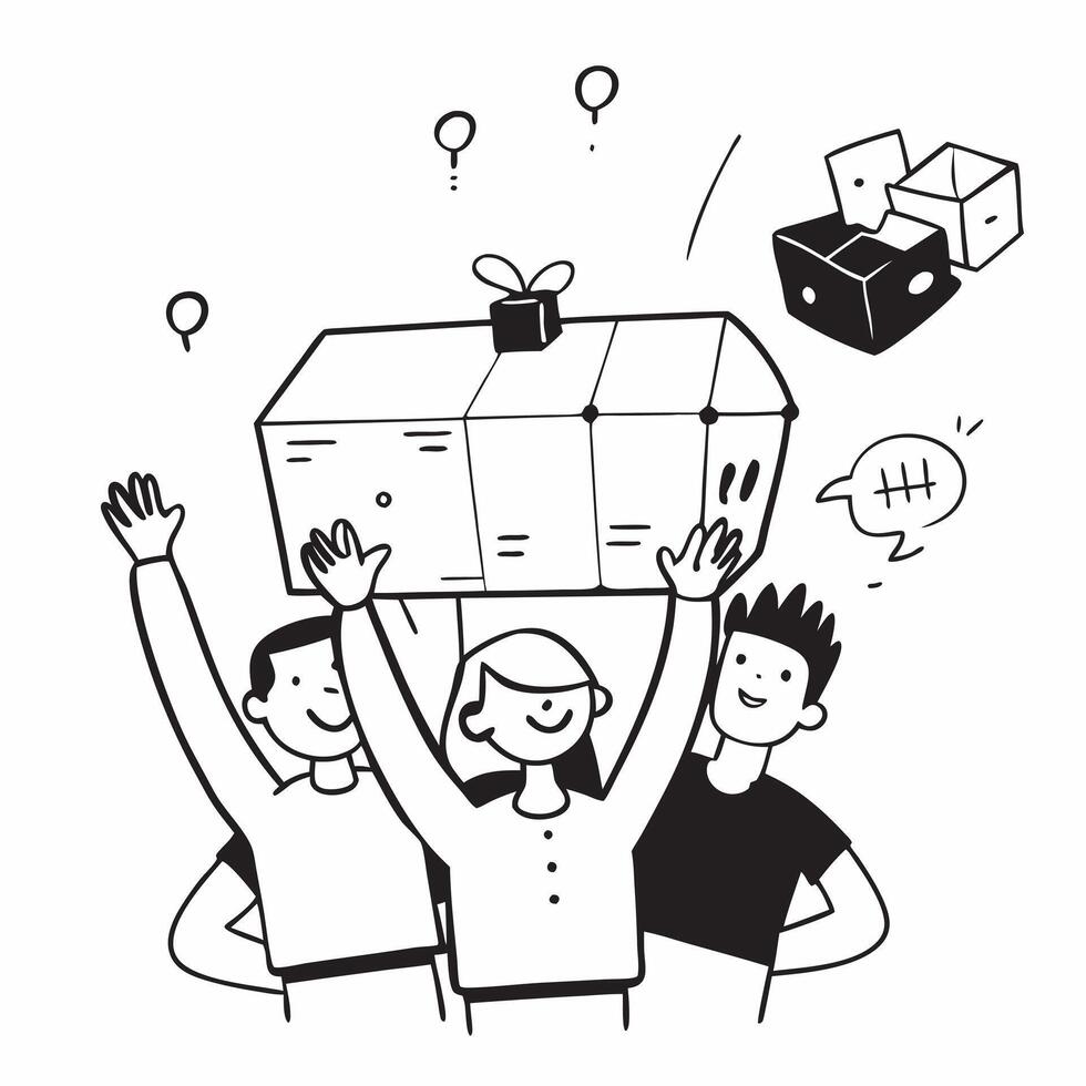 People with Glowing Warehouse Management Systems and Joyful Expressions concept as A group of people using glowing warehouse management systems with joyful expressions set against pure vector
