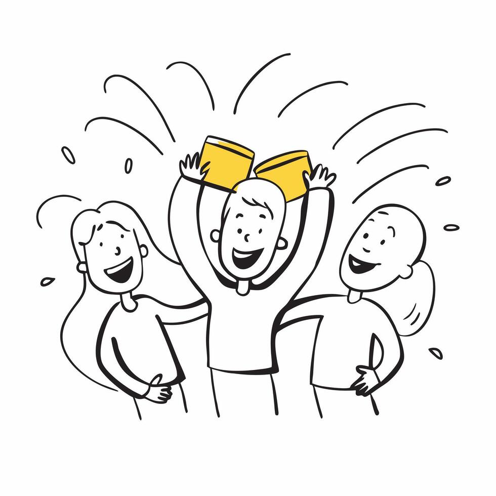 People with Golden Wallets and Cheerful Expressions concept as A group of people with golden wallets and cheerful expressions set against a whimsical background offering ample spac pure Set 3 vector