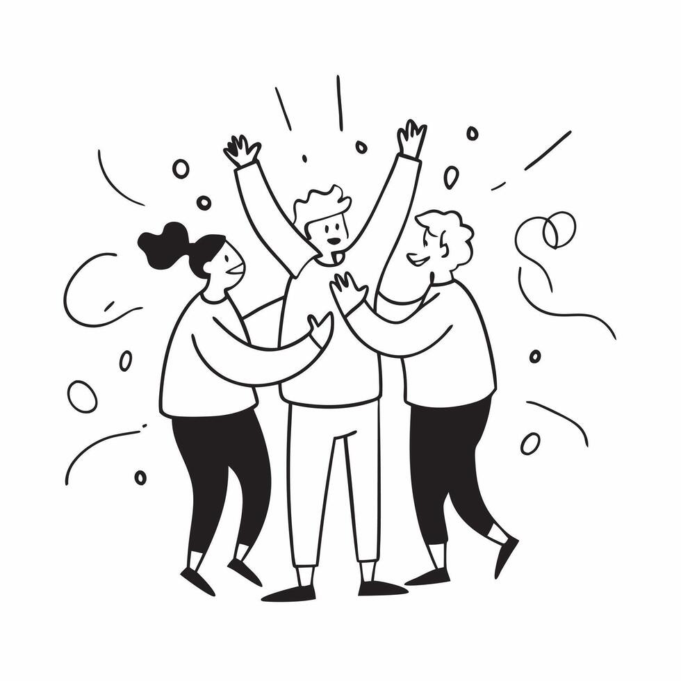 People with Sparkling Bonds and Happy Smiles concept as A group of people celebrating sparkling bonds with happy smiles set against a whimsical background offering ample space for pure vector