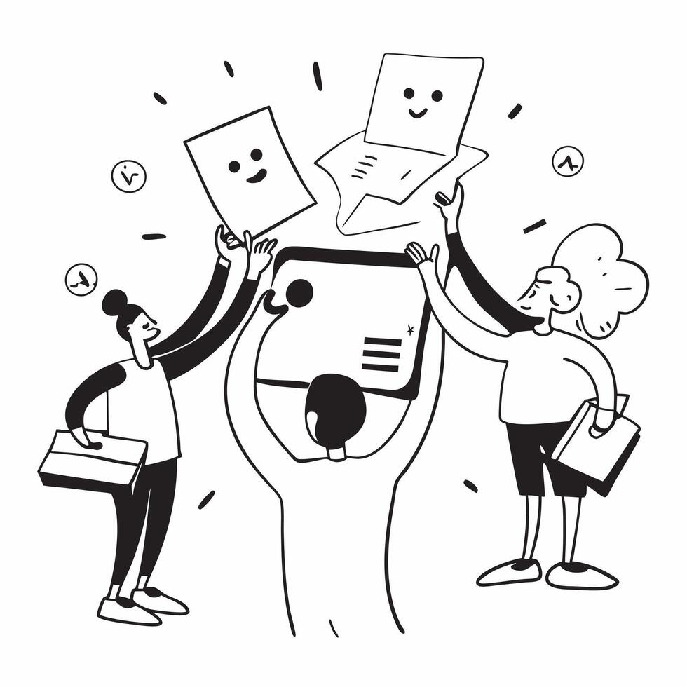 People with Magic Financial Apps and Happy Faces concept as A group of people using magic financial apps with happy faces set against a fantastical background offering ample space pure Set 3 vector