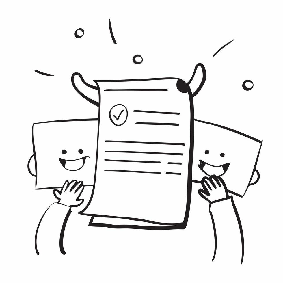People with Sparkling Employment Agreements and Happy Smiles concept as A group of people holding sparkling employment agreements with happy smiles set against a whimsical backgrou pure Set 2 vector