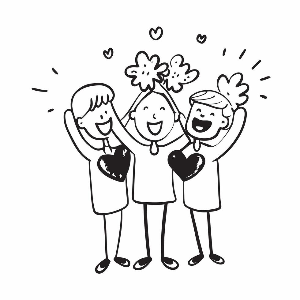 People with Sparkling Hearts and Happy Smiles concept as A group of people holding sparkling hearts with happy smiles set against a whimsical background offering ample space for te pure Set 3 vector